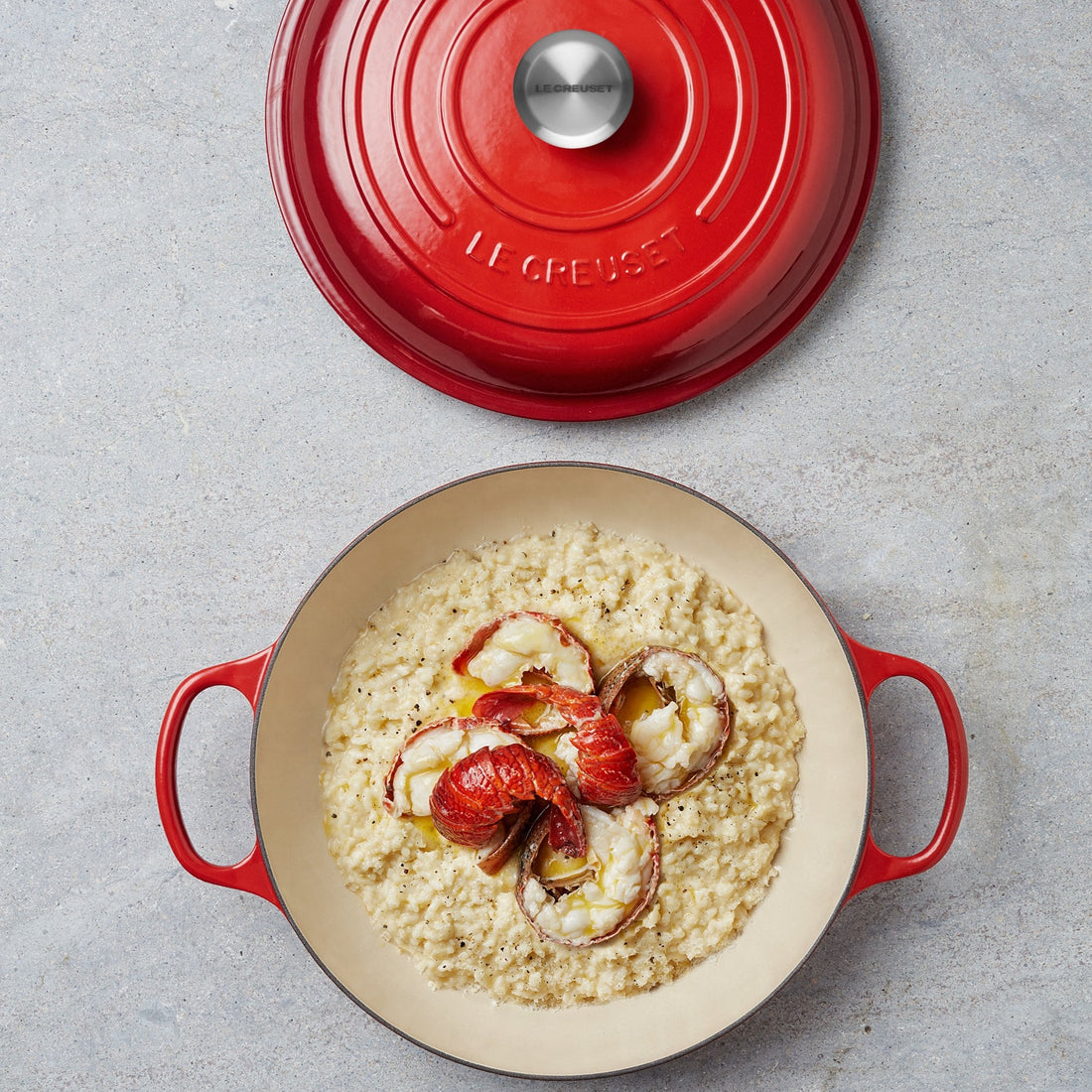 Cast Iron - 30cm Shallow Casserole SS Knob, Cerise