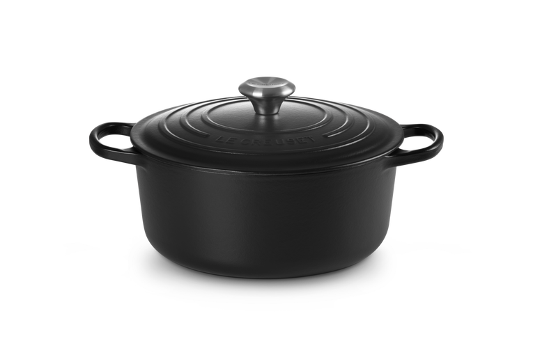Cast Iron - 26cm Round Casserole SS Knob, Satin Black