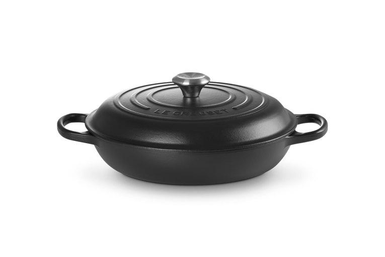 Cast Iron - 30cm Shallow Casserole SS Knob, Black