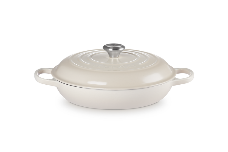 Cast Iron - 30cm Shallow Casserole SS Knob, Meringue