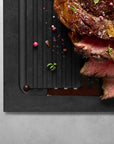 Cut & Serve - 49x25cm Board w Handle & Ribs, Black