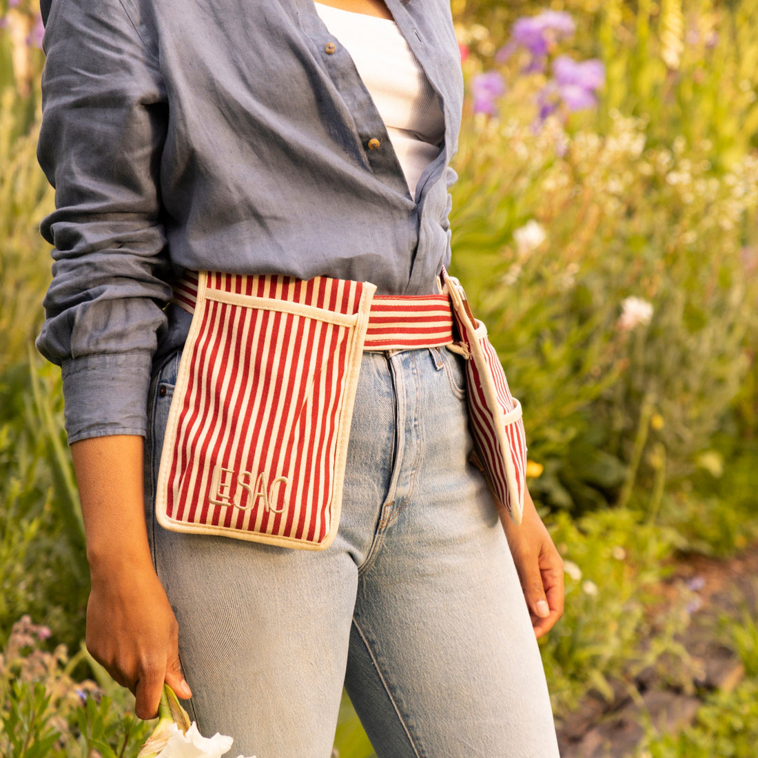 Canvas Gardening Belt - Red Stripe