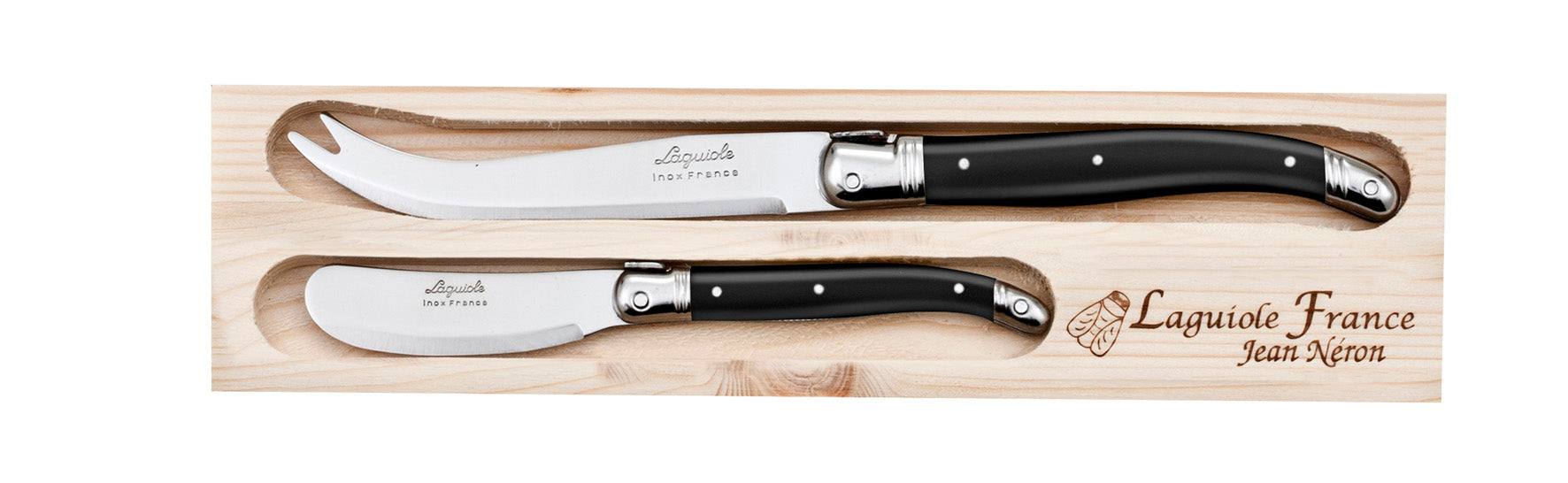 Laguiole - 2 Pce Cheese Knife & Pate Set, Black