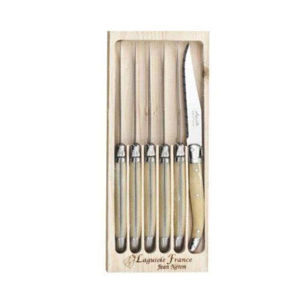 Laguiole - 6 Pce Steak Knife Set GB, Light Horn