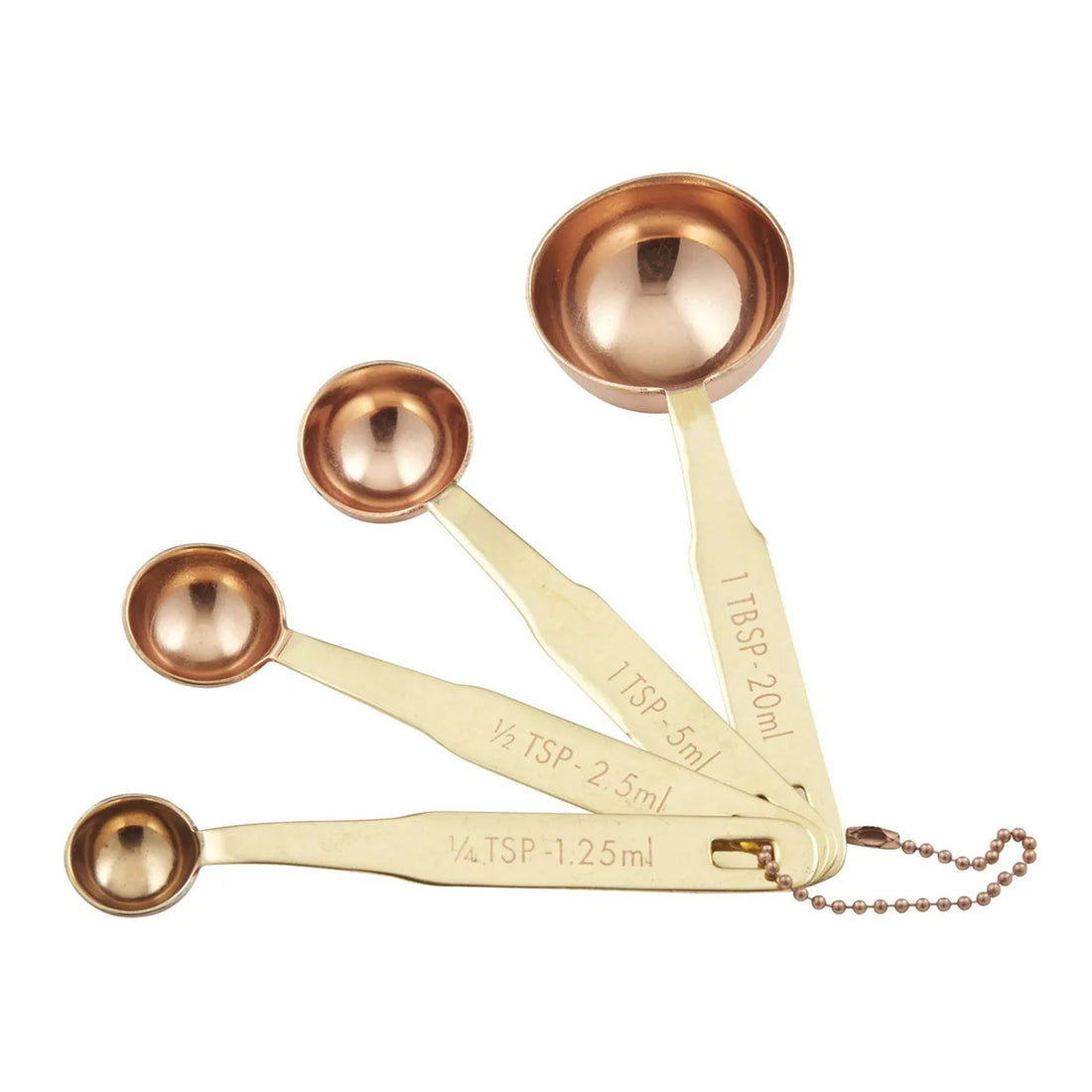 Set 4 Measuring Spoons, Copper/Brass