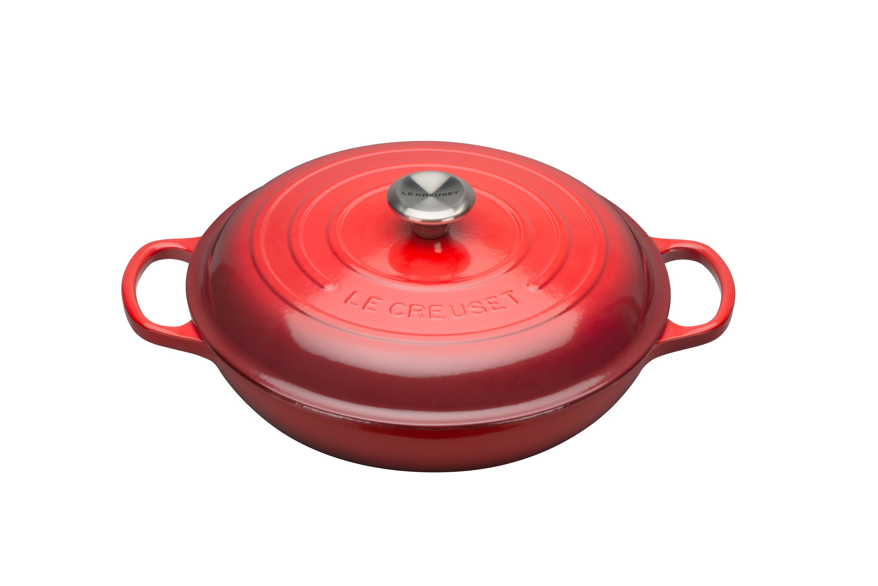 Cast Iron - 30cm Shallow Casserole SS Knob, Cerise