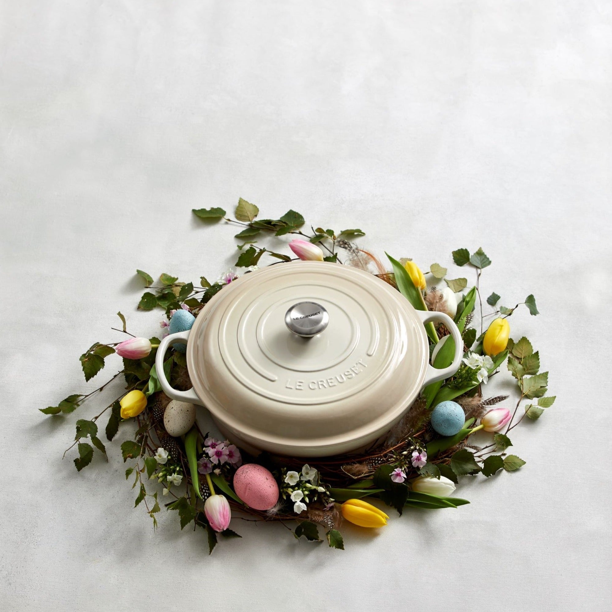 Cast Iron - 30cm Shallow Casserole SS Knob, Meringue