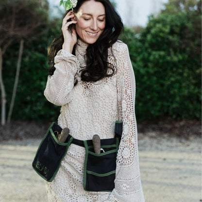Canvas Gardening Belt - Navy w Green