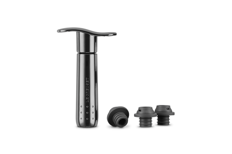 WA137: Metal Wine Pump &amp; 3 Stoppers