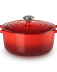 Cast Iron - 26cm Round Casserole SS Knob, Cerise
