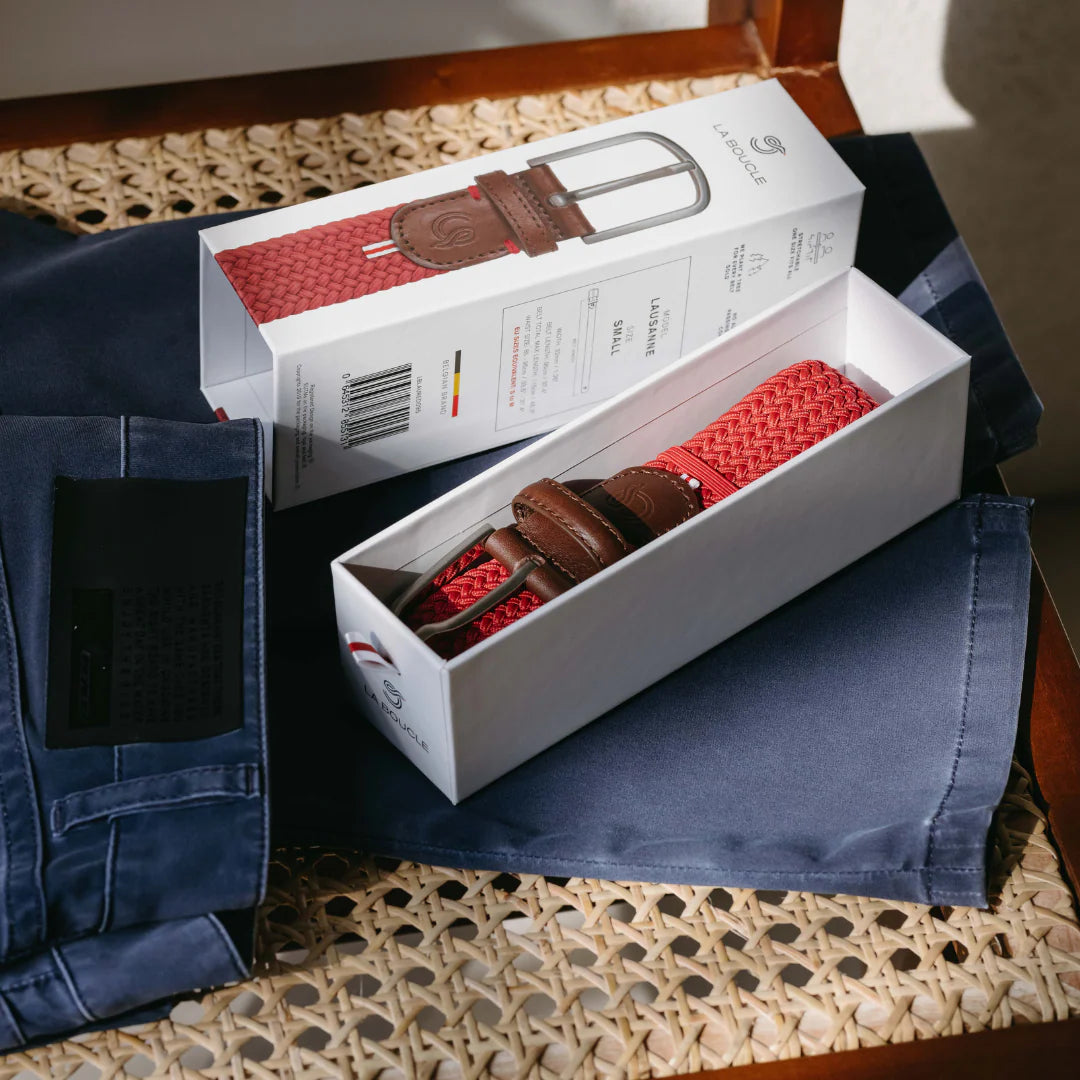 Lausanne - Braided Belt, Rich Red