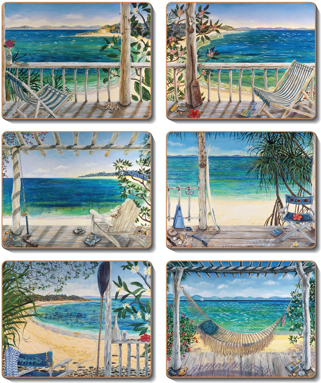 Beach Balconies - Set 6 Coasters