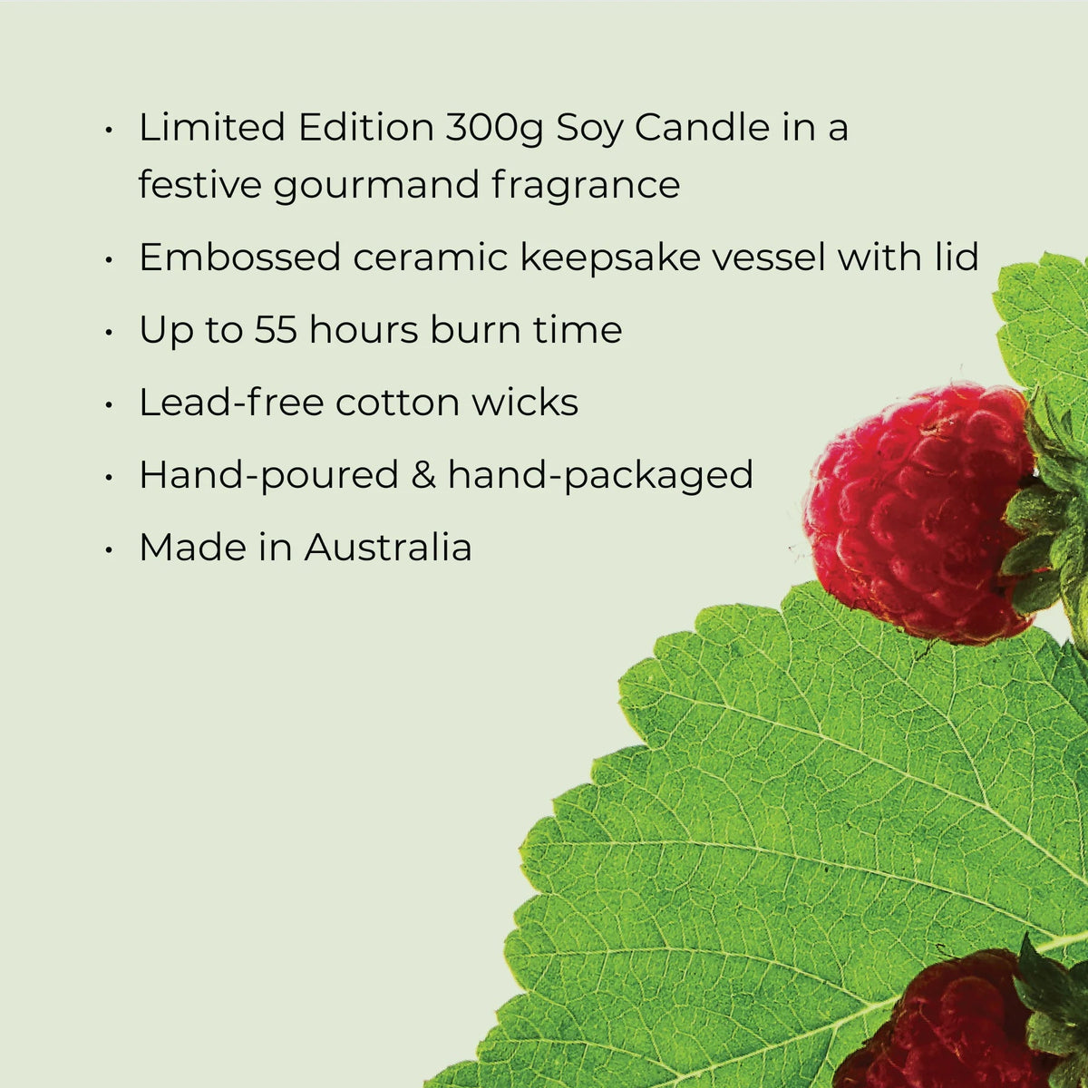 Raspberry &amp; Rhubarb - 300g Soy Candle