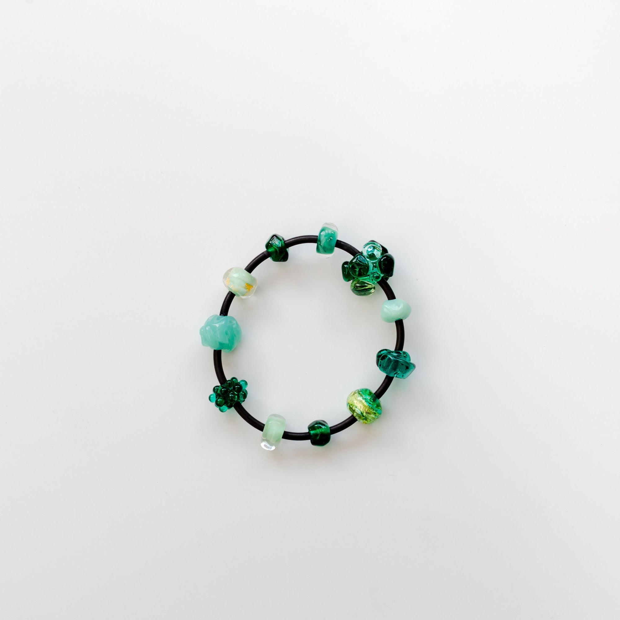 11 Glass Beads on Neoprene Bracelet