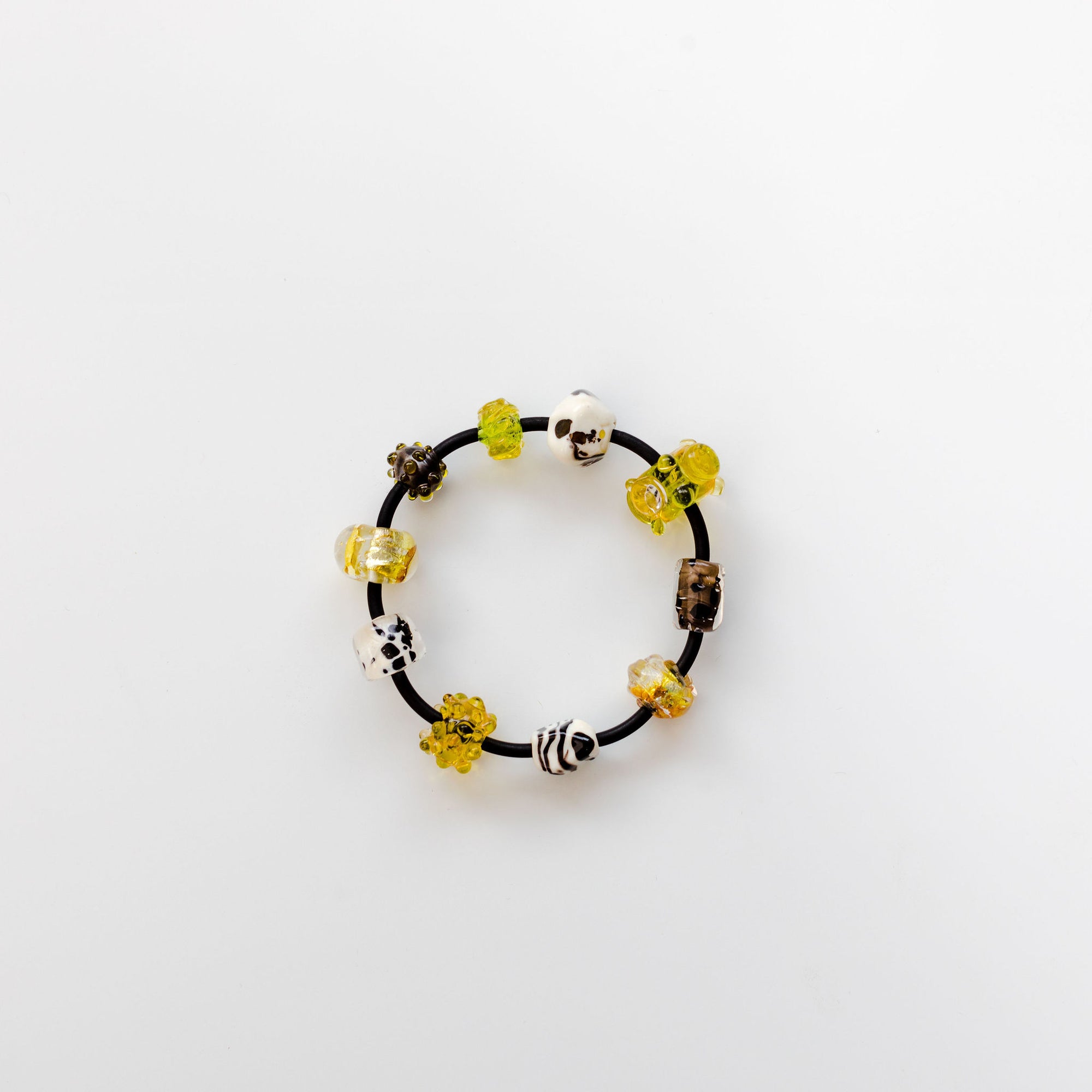 11 Glass Beads on Neoprene Bracelet