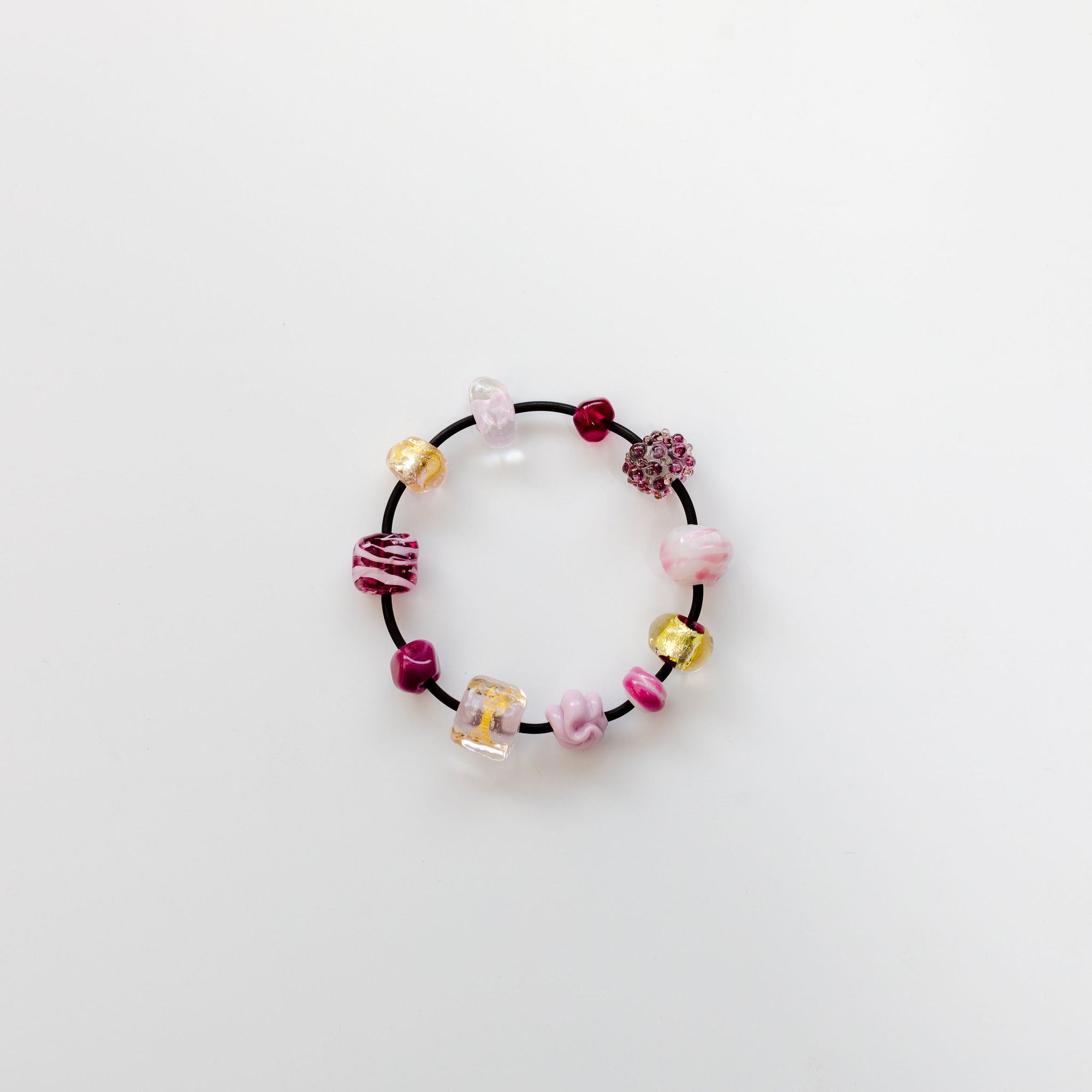 11 Glass Beads on Neoprene Bracelet