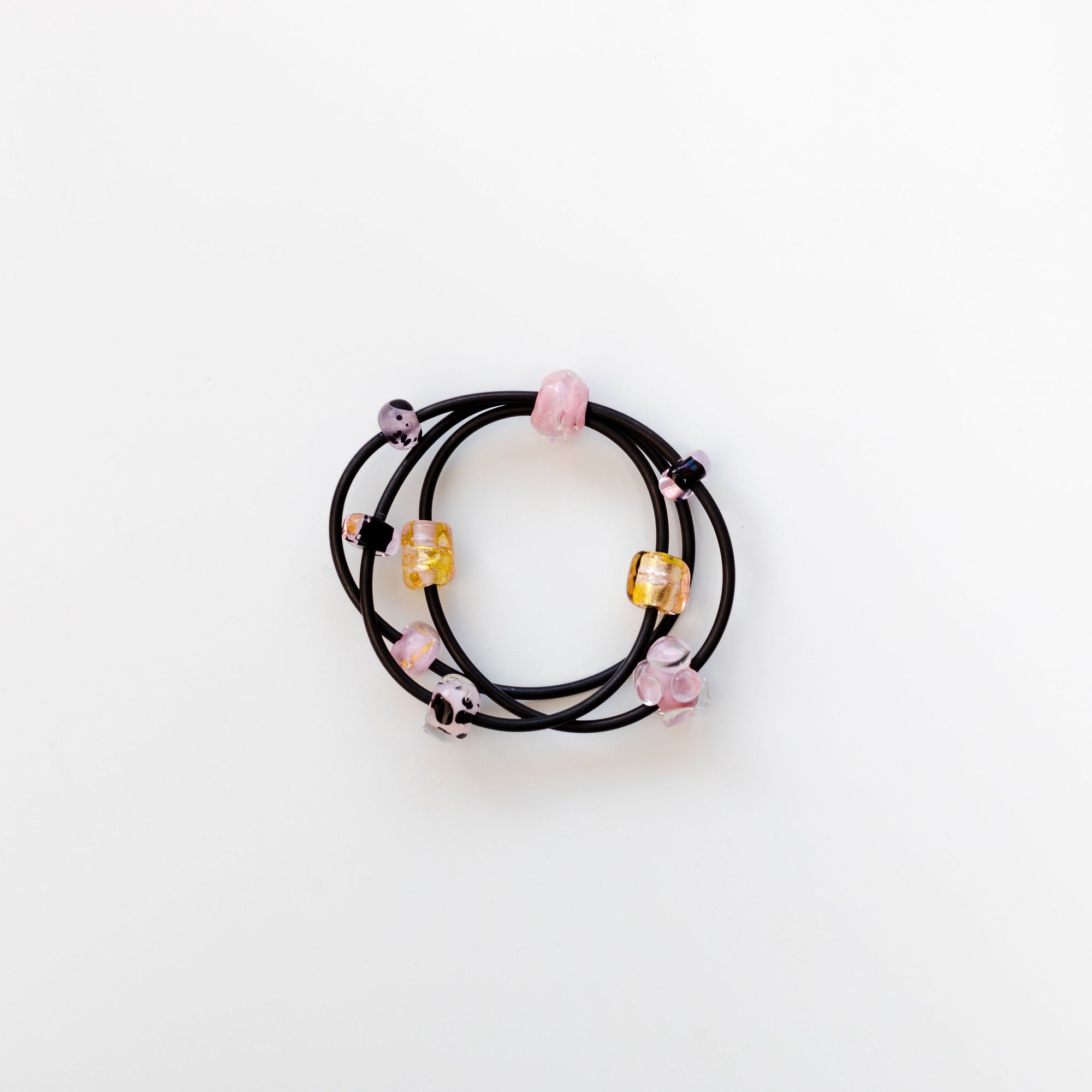 11 Glass Beads on Neoprene Bracelet