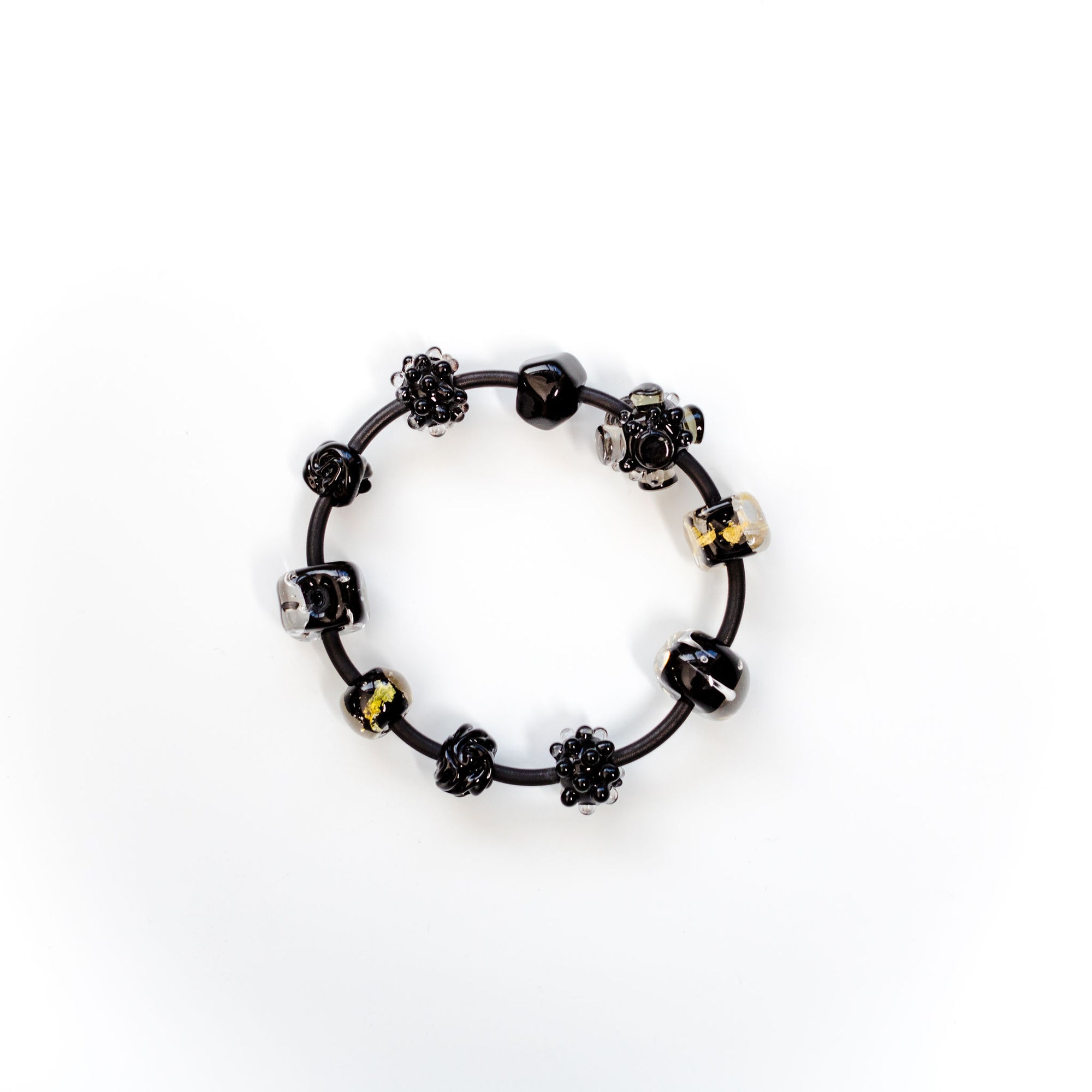 11 Glass Beads on Neoprene Bracelet