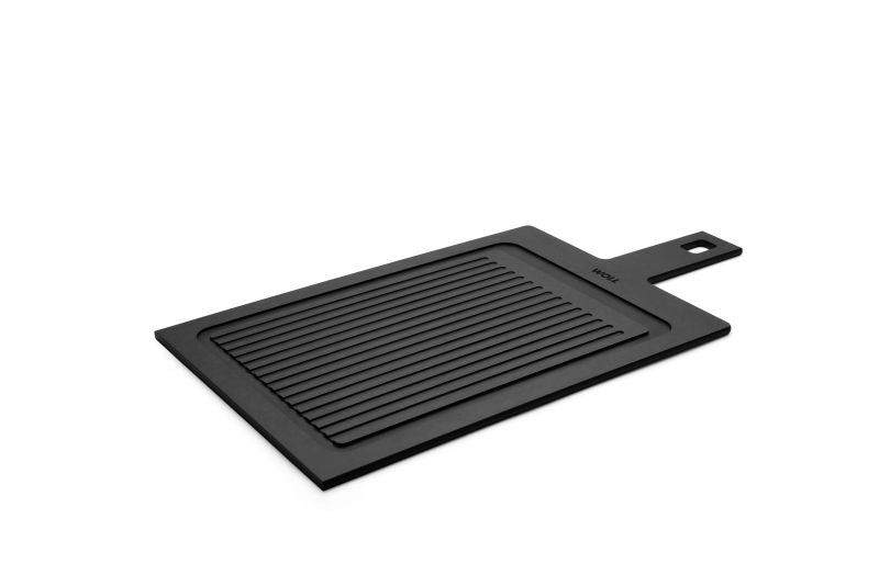 Cut &amp; Serve - 49x25cm Board w Handle &amp; Ribs, Black