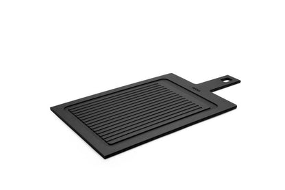 Cut &amp; Serve - 49x25cm Board w Handle &amp; Ribs, Black