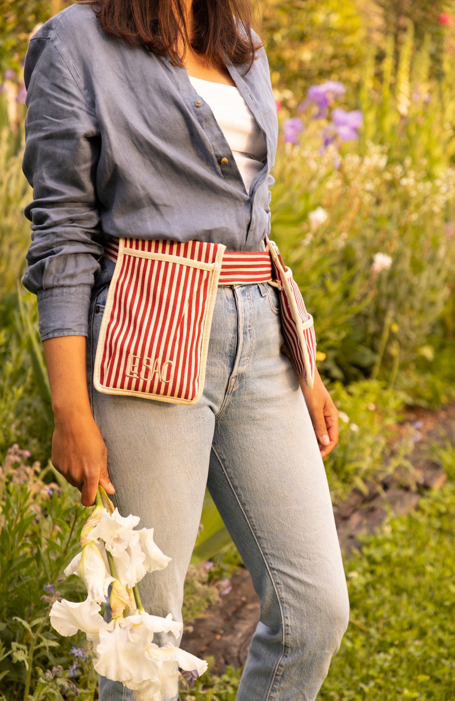 Canvas Gardening Belt - Red Stripe