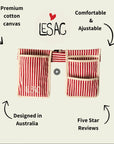 Le Sac Canvas Gardening Belt Red Stripe, view 4