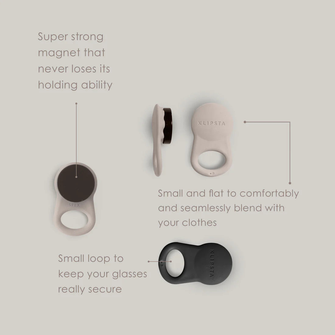 SPEX - Set 2, Glasses Clip, Black / Stone