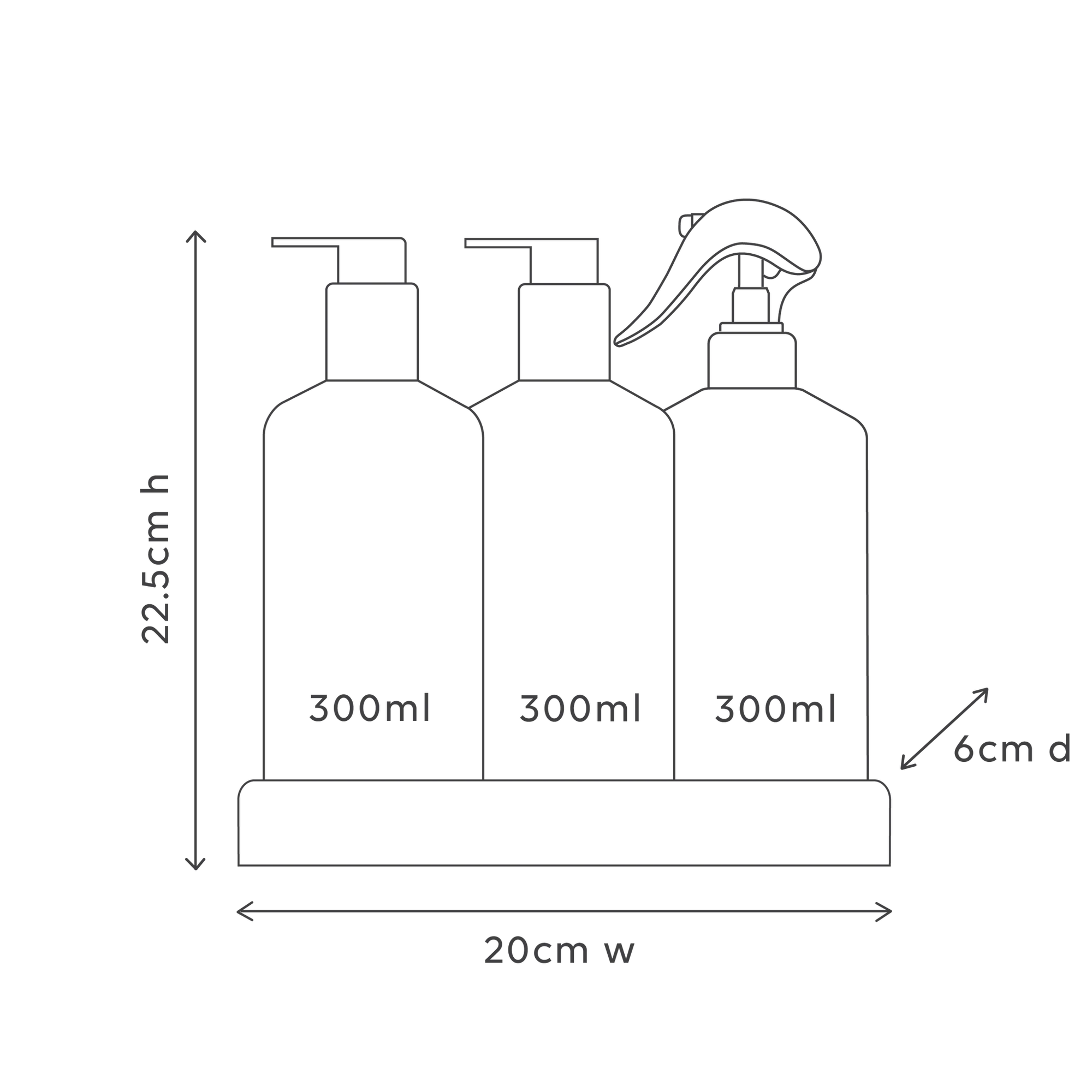 Kitchen Trio - 3x300ml w Tray, White