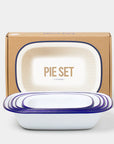 Enamel - Set 5 Oblong Pie Dishes, Blue